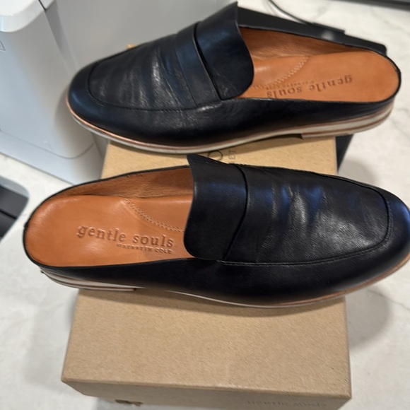 Gentle Souls Evertt Loafer Slides/Mules Black Leather Size 8 - Picture 4 of 5